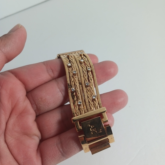 Anne Klein Womens Mother of Pearl Diamond Accented Dial Gold Tone Chain Watch - Picture 4 of 8